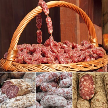 Sausages on market clipart