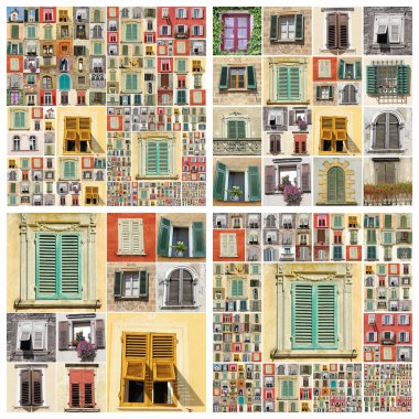 Abstract wall with many windows images clipart