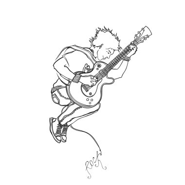 Musician with a guitar clipart