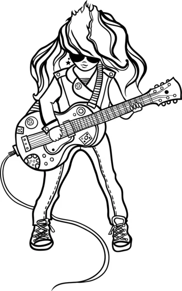 Dívka hudebník s kytarou. — Stockový vektor