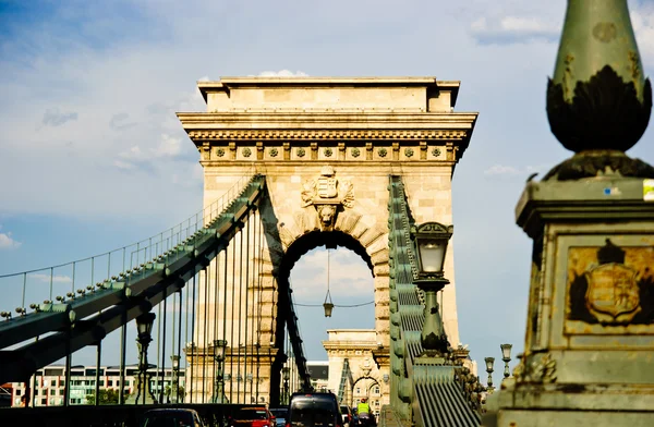 De Szechenyi Kettingbrug in Boedapest, Hongarije — Stockfoto