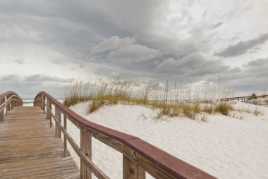 Boardwalk Path at the Beach at Sunset clipart