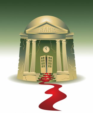 Bleeding Small Town Bank Illustration clipart