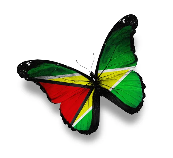 Bandiera Guyana farfalla, isolata su bianco — Foto Stock