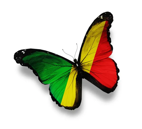 Republik der Kongo-Flagge Schmetterling, isoliert auf weiß — Stockfoto