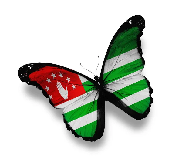 Bandiera Abkhazia farfalla, isolata su bianco — Foto Stock