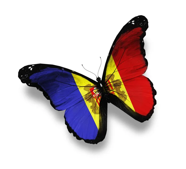 Mariposa bandera de Andorra, aislada sobre blanco —  Fotos de Stock