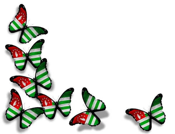 Farfalle bandiera Abkhazia, isolate su sfondo bianco — Foto Stock