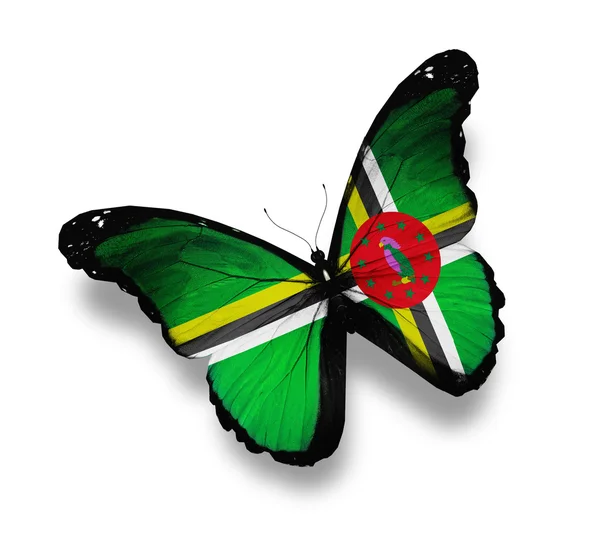 Бабочка с флагом Доминики, изолированная на белом — стоковое фото