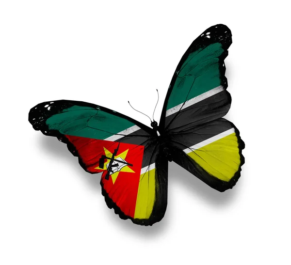 Bandeira de Moçambique borboleta, isolada sobre branco — Fotografia de Stock