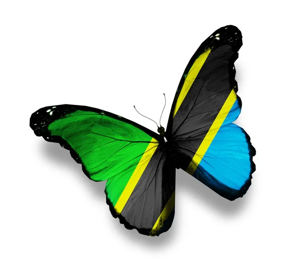 Repubblica unita della Tanzania bandiera farfalla, isolata su bianco — Foto Stock