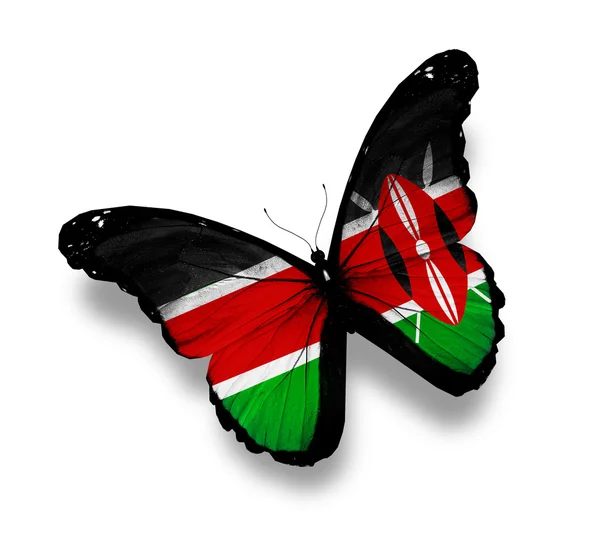 Bandiera Kenya farfalla, isolata su bianco — Foto Stock