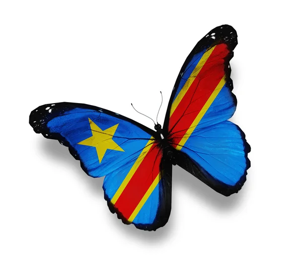 Флаг Демократической Республики Конго бабочка, изолированные на — стоковое фото