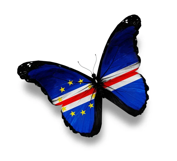 Vlajka Kapverdské republiky motýla, izolované na bílém — Stock fotografie