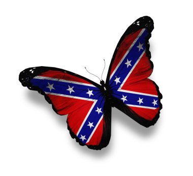 Konfederasyon asi bayrağı kelebek, üzerinde beyaz izole