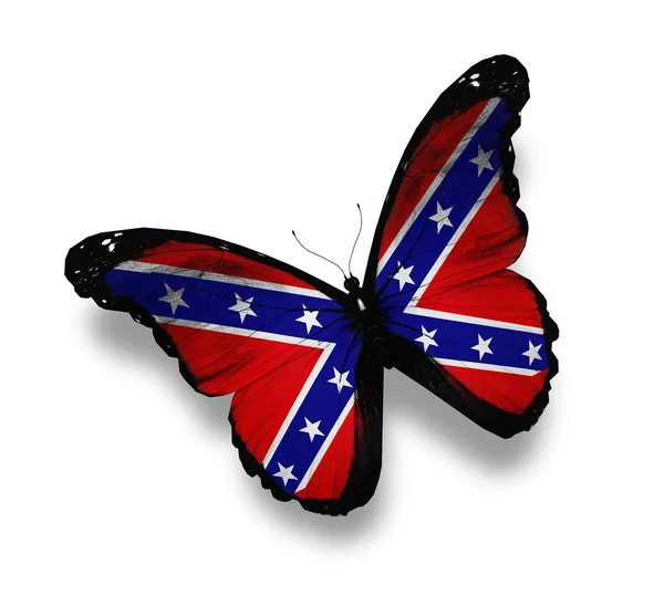 Motyl flaga Konfederacji rebeliantów, na białym tle — Zdjęcie stockowe