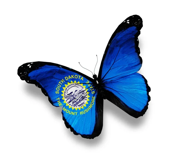 Σημαία της Νότιας dakotaa πεταλούδα, που απομονώνονται σε λευκό — Φωτογραφία Αρχείου
