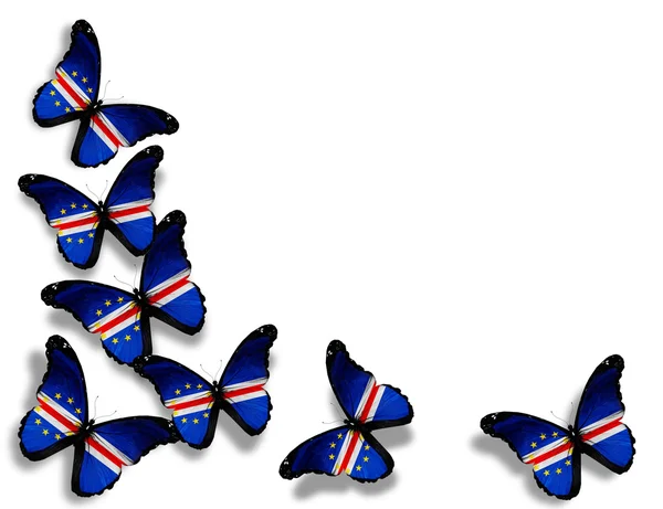 Kapverdská republika vlajka motýly, izolovaných na bílém pozadí — Stock fotografie