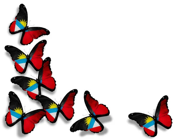 Papillons drapeau Antigua-et-Barbuda, isolés sur fond blanc — Photo