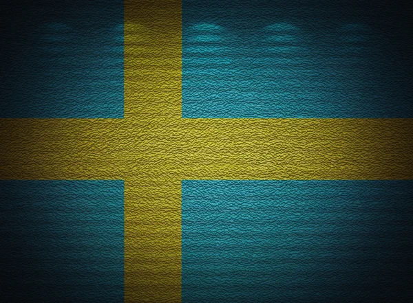 İsveç bayrağı duvar, soyut grunge arka plan — Stok fotoğraf