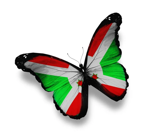 Republic of Burundi flag butterfly, isolated on white — Stock Photo, Image