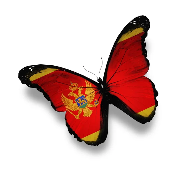 Motyl flaga Czarnogóry, na białym tle — Zdjęcie stockowe