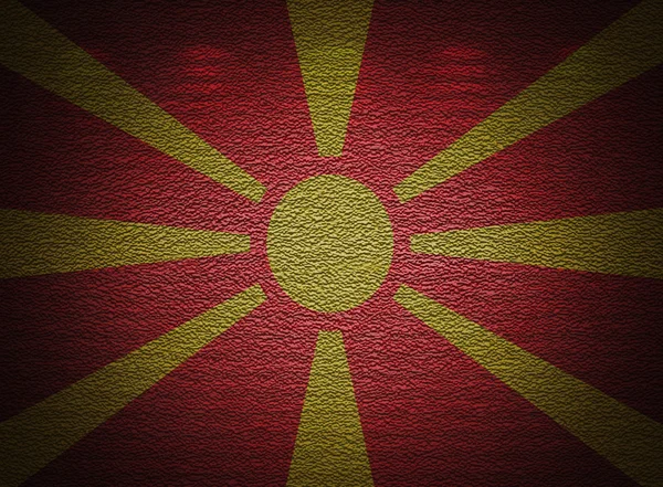 Makedonská vlajka zeď, abstraktní grunge pozadí — Stock fotografie