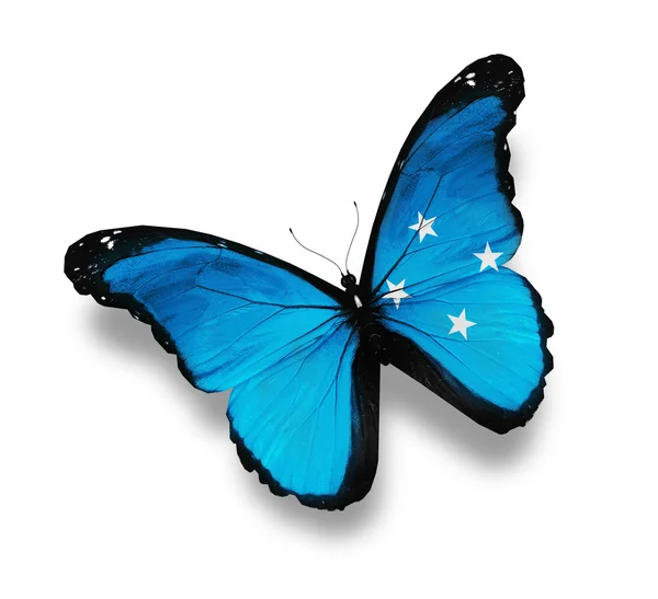 Flag of Micronesia butterfly, isolated on white — Stock Photo, Image