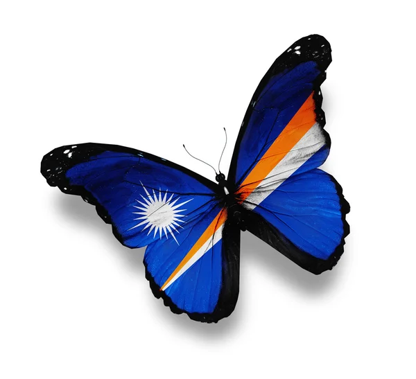 Bandiera delle Isole Marshall farfalla, isolata su bianco — Foto Stock