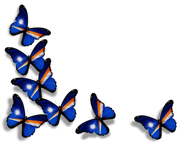 马绍尔群岛国旗蝴蝶，在白色背景上孤立 — 图库照片
