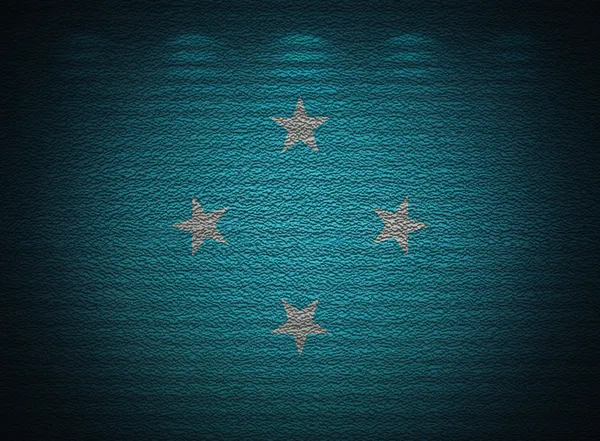 Mikronesien flagga vägg, abstrakt grunge bakgrund — Stockfoto