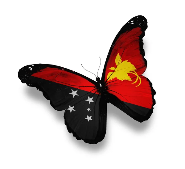 巴布亚新几内亚国旗蝴蝶，孤立在白色 — 图库照片