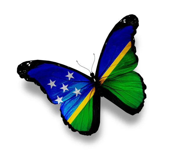 Флаг Соломоновых Островов бабочка, изолированная на белом — стоковое фото