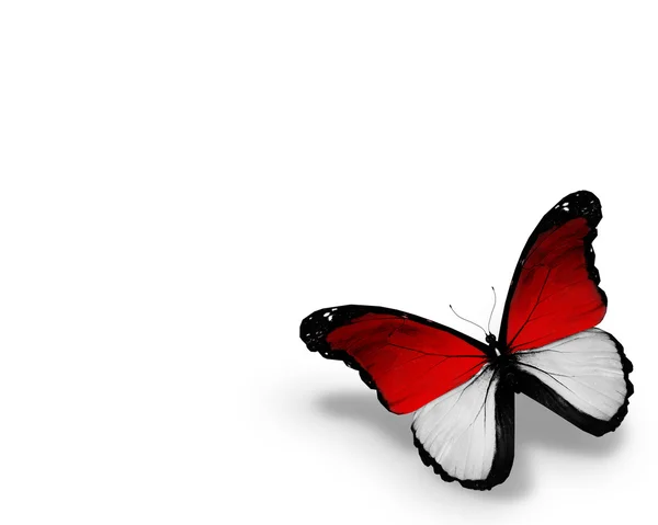 Papillon drapeau monégasque, isolé sur fond blanc — Photo