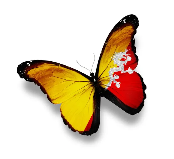 Bhutan flag butterfly, isoliert auf weiß — Stockfoto