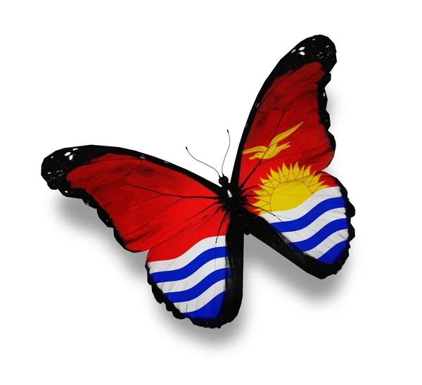 基里巴斯国旗蝴蝶，孤立在白色 — 图库照片