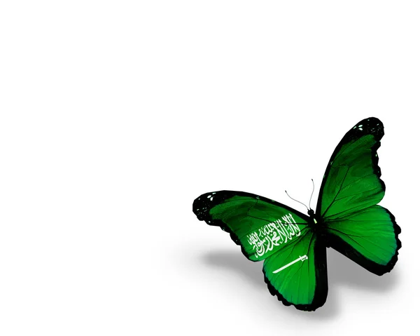 Saudi Arabia flag butterfly, isolated on white background — Stock Photo, Image