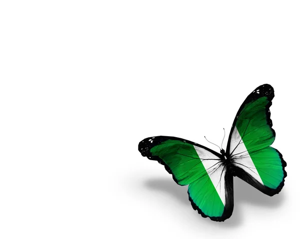 Nigeria Flagge Schmetterling, isoliert auf weißem Hintergrund — Stockfoto