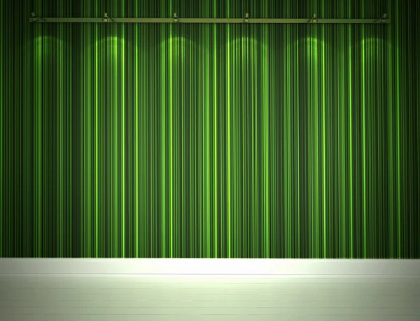 Parede verde iluminada e piso branco — Fotografia de Stock