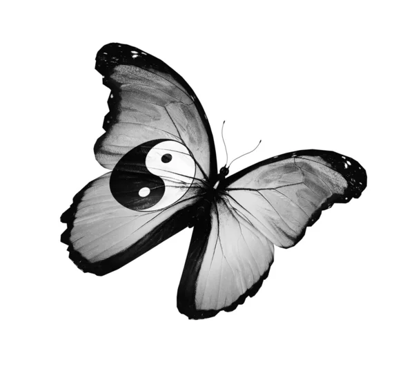 흰 바탕에 고립되어 있는 대깃발 나비 — 스톡 사진