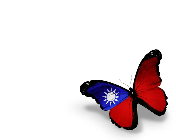 대만 국기 나비, 흰색 배경에 고립 — 스톡 사진