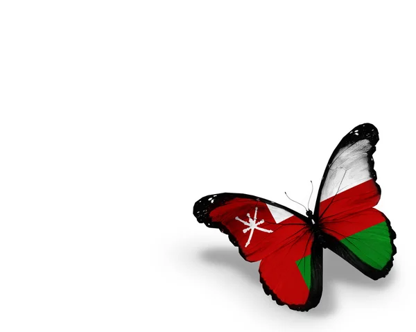 Omanska flagga fjäril, isolerad på vit bakgrund — Stockfoto