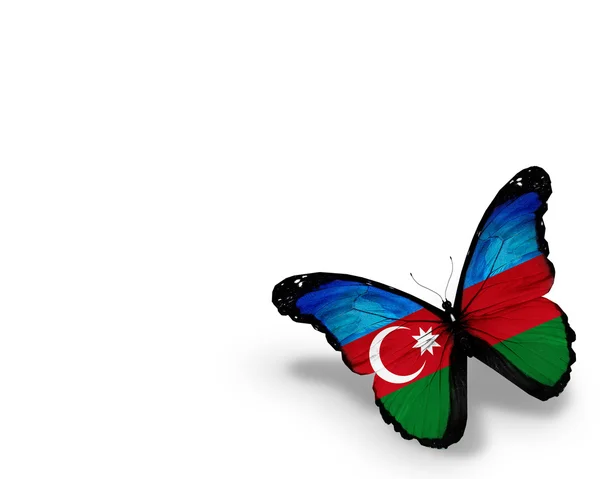 Σημαία του Αζερμπαϊτζάν πεταλούδα, που απομονώνονται σε λευκό φόντο — Φωτογραφία Αρχείου
