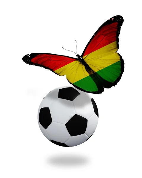 Concept - vlinder maar nu met Boliviaanse vlag in de buurt van de bal, lik — Stockfoto