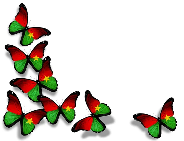 Burkina faso vlag vlinders, geïsoleerd op witte achtergrond — Stockfoto