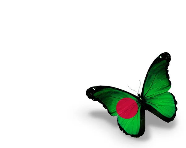 Bangladesh vlag vlinder, geïsoleerd op witte achtergrond — Stockfoto