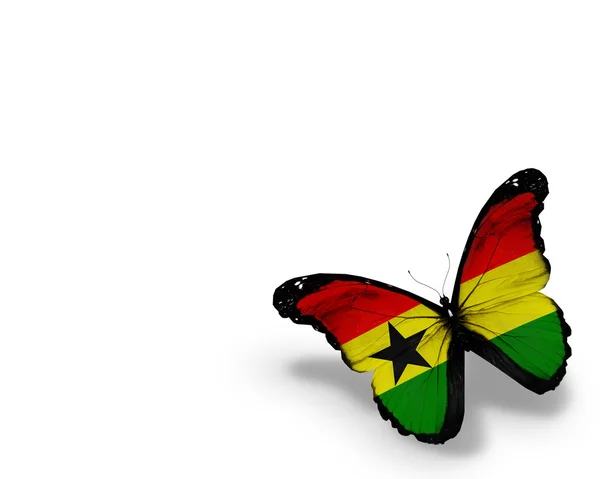 Mariposa bandera de Ghana, aislada sobre fondo blanco — Foto de Stock