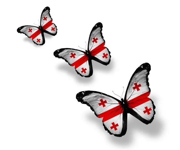 Tres mariposas de bandera georgiana, aisladas en blanco —  Fotos de Stock