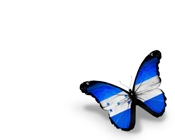 Honduras Flagge Schmetterling, isoliert auf weißem Hintergrund — Stockfoto