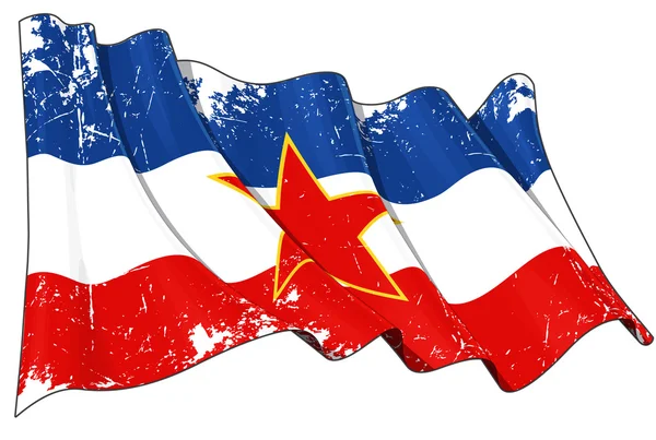 Jugoslávský vlajka poškrábaný — Stock fotografie